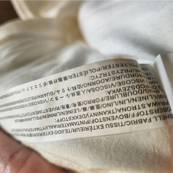 ETT Twa By Anthroplogie White Wide Leg Linen Pants with Poms Size Medium - Picture 8 of 9